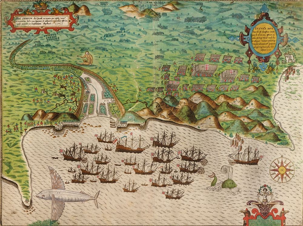 Sir Francis Drakes West Voyage to the West Indies Visits Guyana in Africa 1589 art print by Vintage Maps for $57.95 CAD