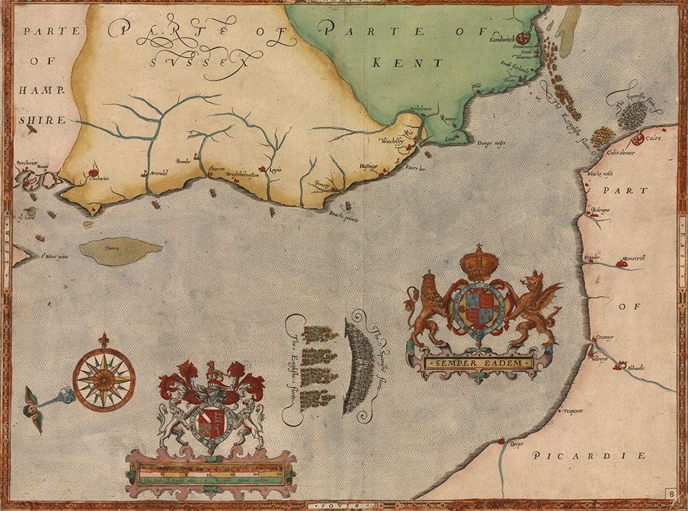 Spanish Expeditions to Invade England 1596 art print by Vintage Maps for $57.95 CAD