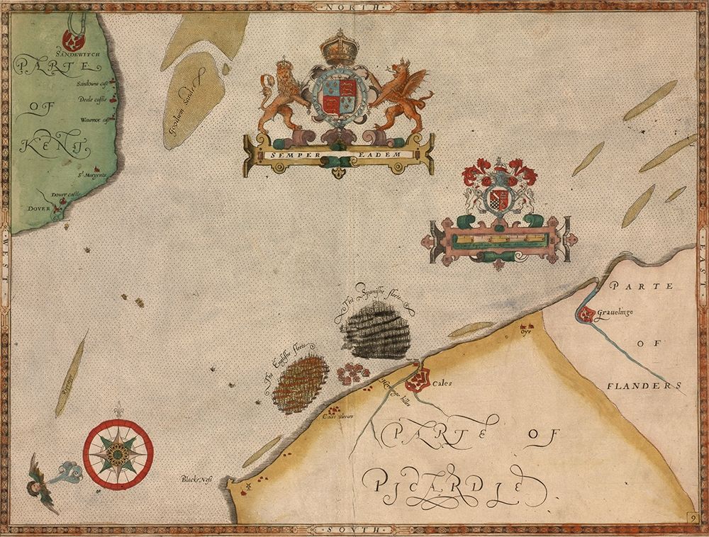 Spanish Expeditions to Invade England 1597 art print by Vintage Maps for $57.95 CAD