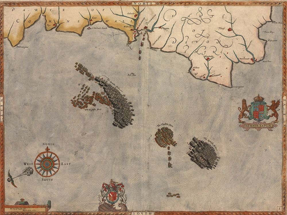 Spanish Expeditions to Invade England 1599 art print by Vintage Maps for $57.95 CAD