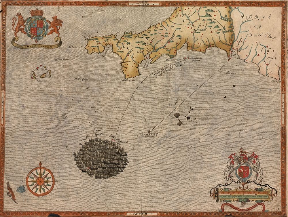 Spanish Expeditions to Invade England 1600 art print by Vintage Maps for $57.95 CAD
