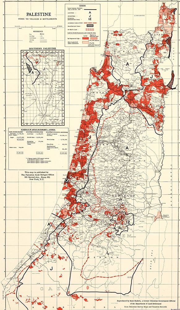 Palestine 1949 Villages and Settlements art print by Vintage Maps for $57.95 CAD