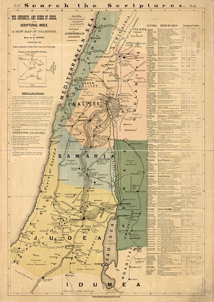 Journeys of Jesus art print by Vintage Maps for $57.95 CAD