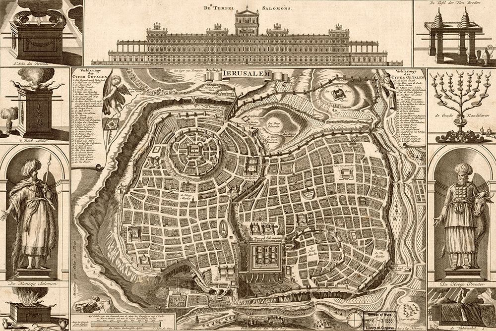 Jerusalem and Solomons Temple art print by Vintage Maps for $57.95 CAD