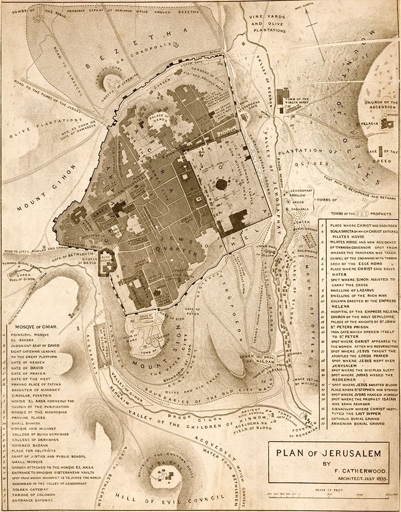 Jerusalem 1835 art print by Vintage Maps for $57.95 CAD