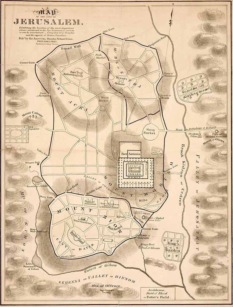 New Testament Jerusalem art print by Vintage Maps for $57.95 CAD