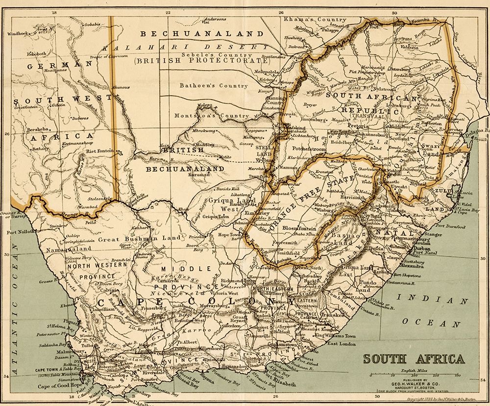 South Africa 1899 art print by Vintage Maps for $57.95 CAD