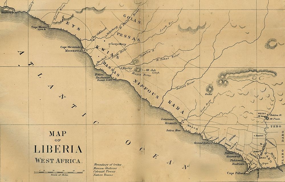 American Colinization Map of Liberia art print by Vintage Maps for $57.95 CAD