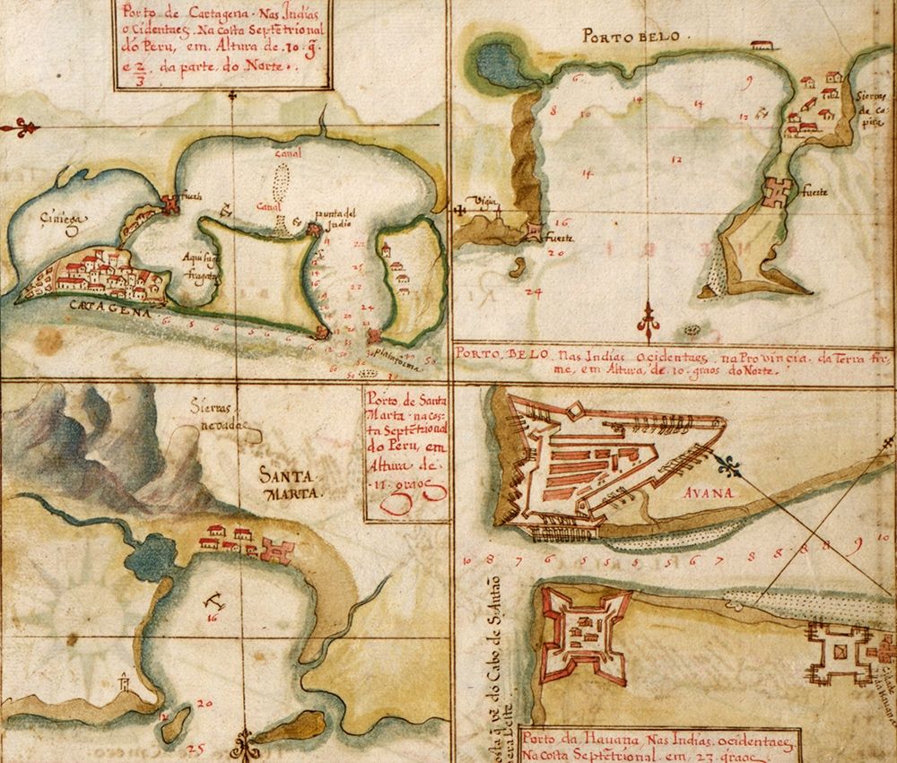 Ports in the West Indies 1630 art print by Vintage Maps for $57.95 CAD