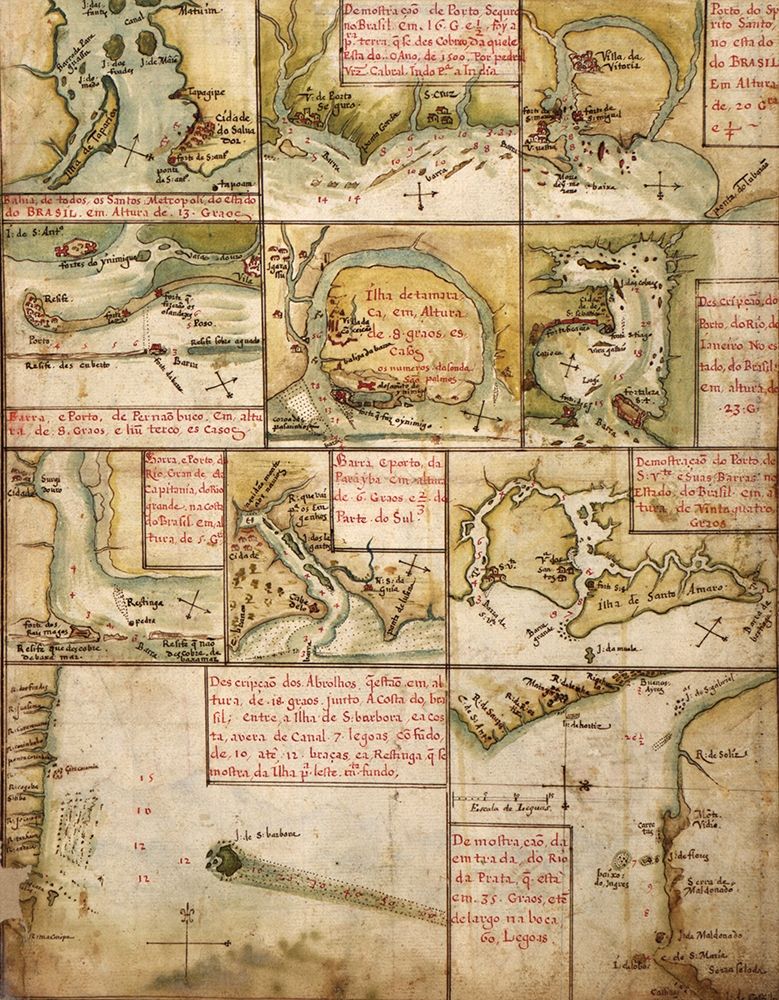 Brazilian Ports and Rio de La Plata 1630 art print by Vintage Maps for $57.95 CAD