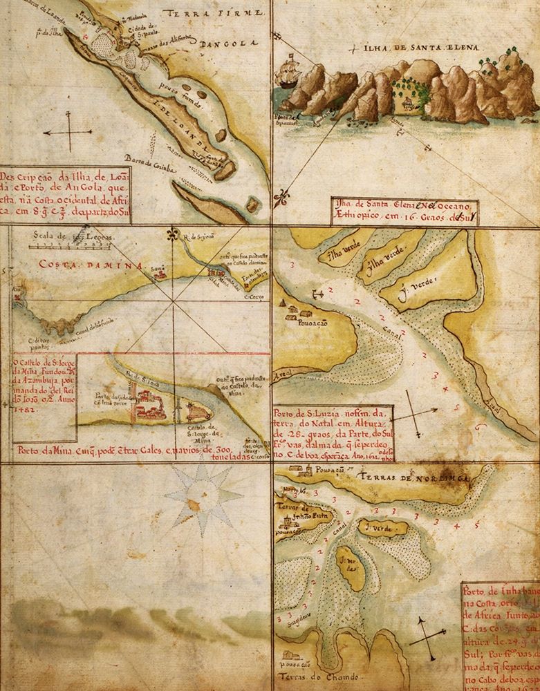 Portuguese Navigational Map of Caribbean Ports 1630 art print by Vintage Maps for $57.95 CAD