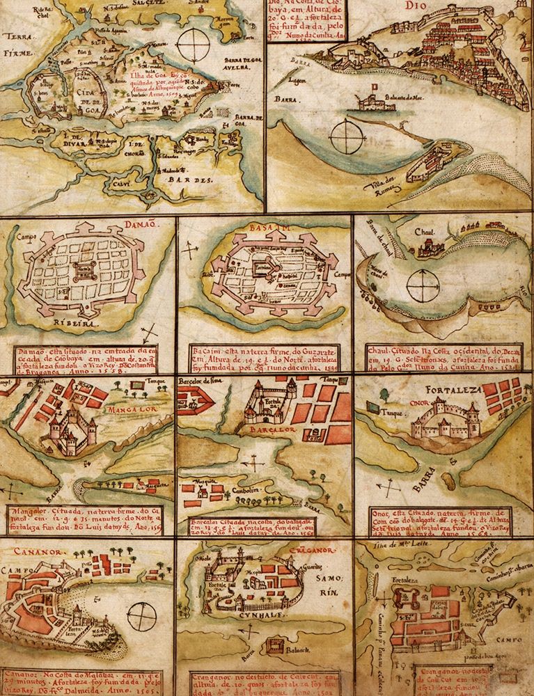 Portuguese map of Fortified Cities on the Coast of Africa and India 1630 art print by Vintage Maps for $57.95 CAD