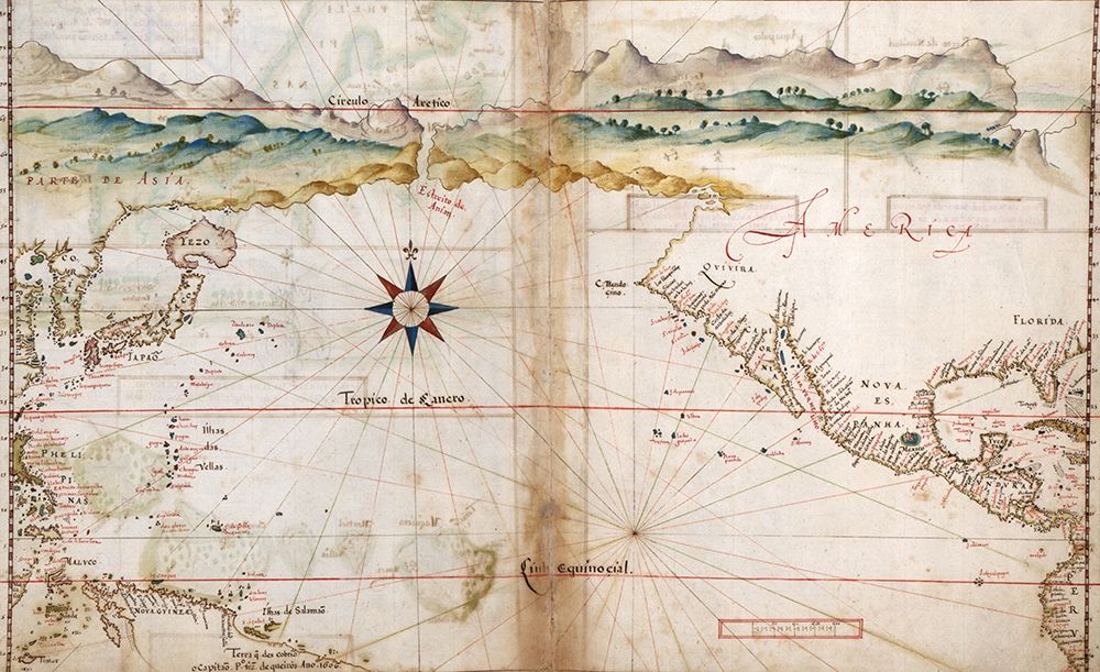 Portuguese map of the North Pacific 1630 art print by Vintage Maps for $57.95 CAD