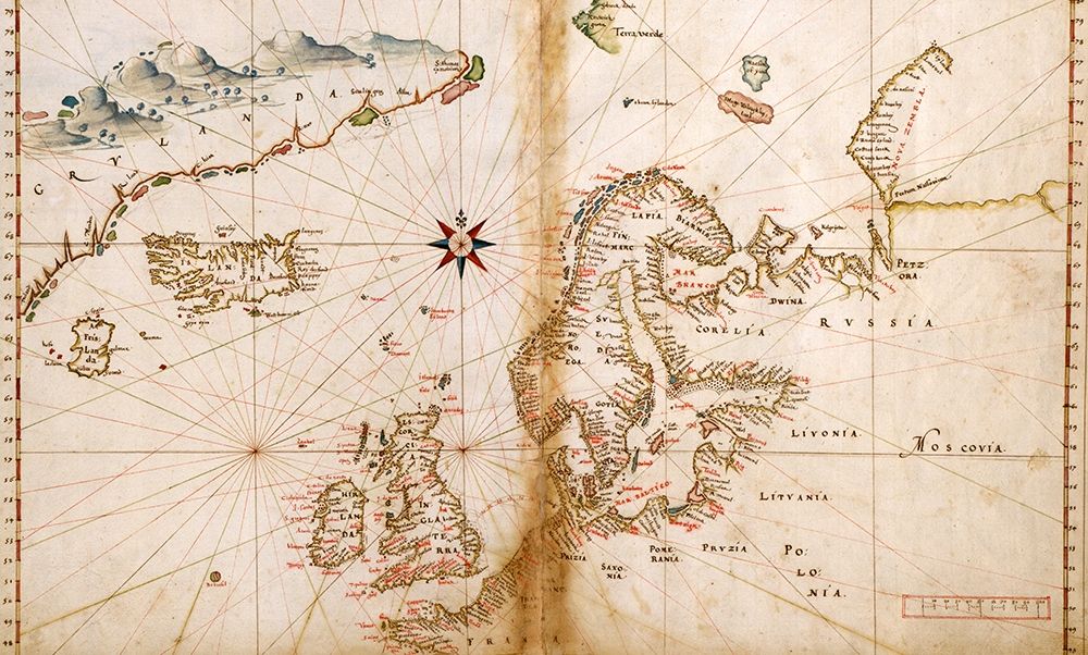 Portuguese Map of Northern Europe and Scandinavia 1630 art print by Vintage Maps for $57.95 CAD