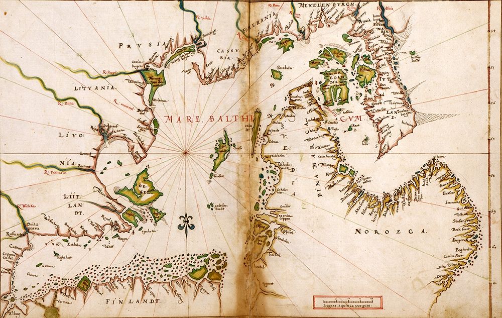Baltic Sea in a Polar Projection 1630 art print by Vintage Maps for $57.95 CAD