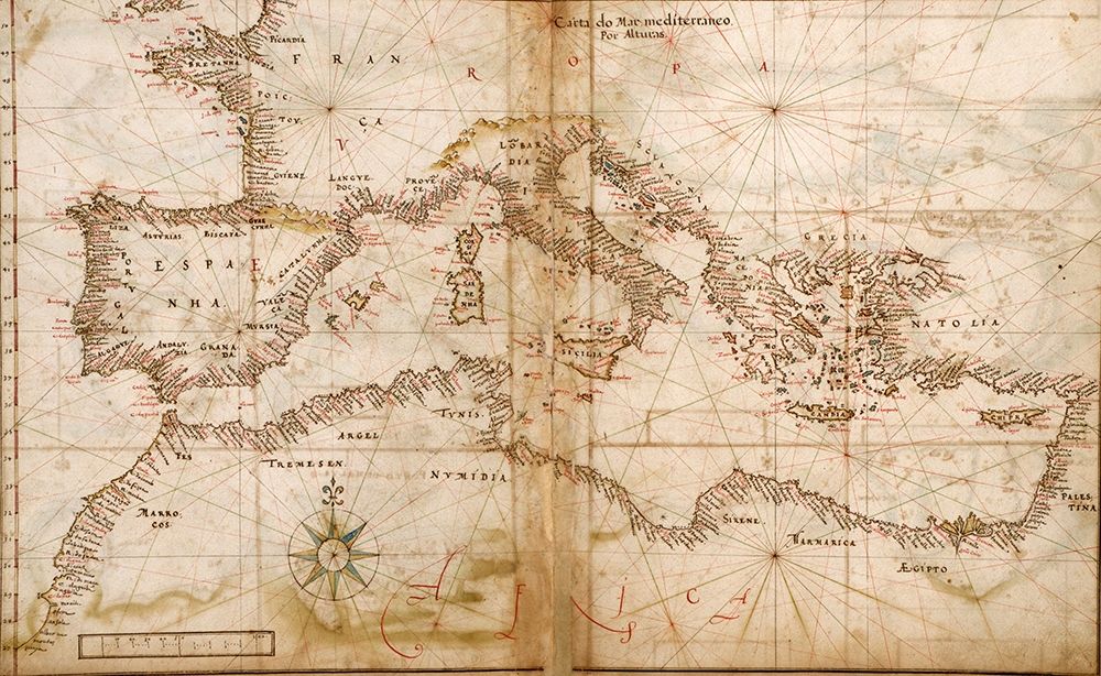 Portuguese maps of the Mediterranean Countries 1630 art print by Vintage Maps for $57.95 CAD