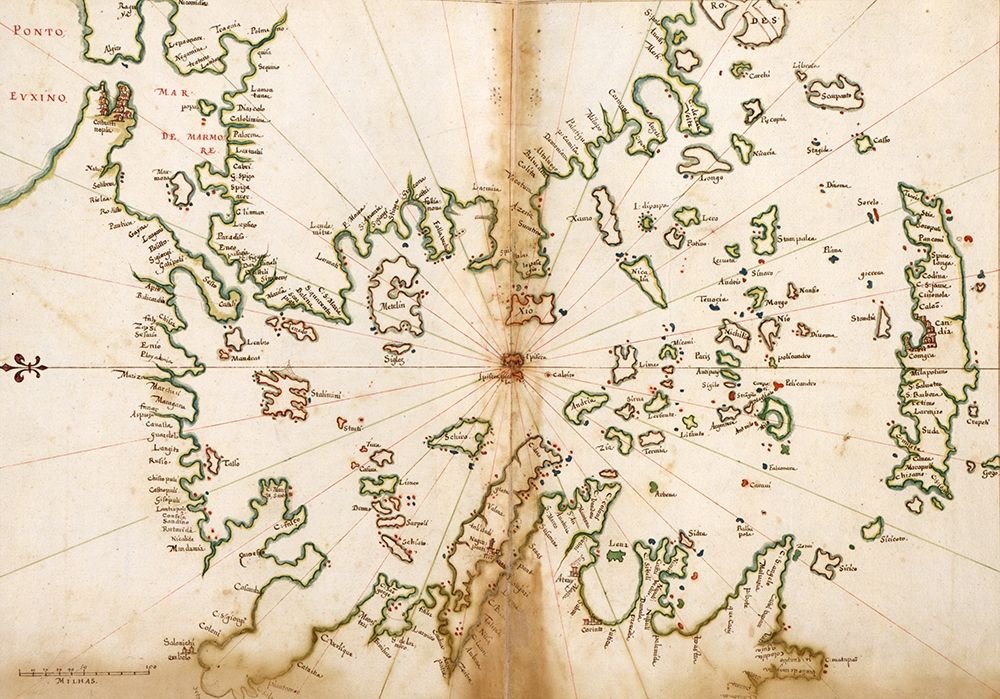 Portuguese map of Greece and The Agean Sea 1630 art print by Vintage Maps for $57.95 CAD