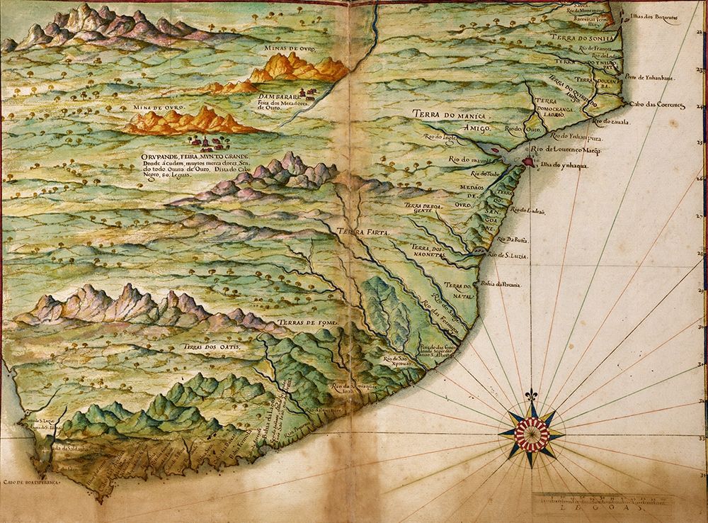 Portuguese map of the East Coast of Africa 1630 art print by Vintage Maps for $57.95 CAD