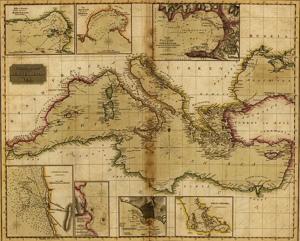 Mediterranean Sea art print by Vintage Maps for $57.95 CAD