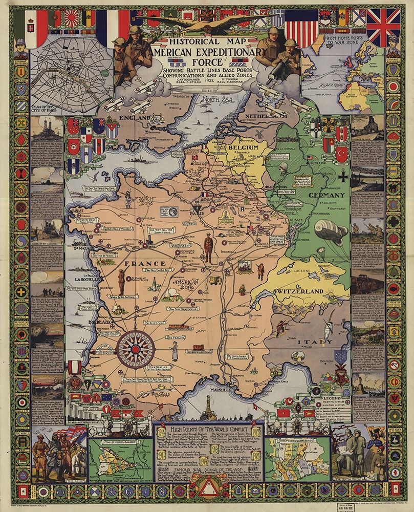 World War I American Expeditionary Force art print by Vintage Maps for $57.95 CAD