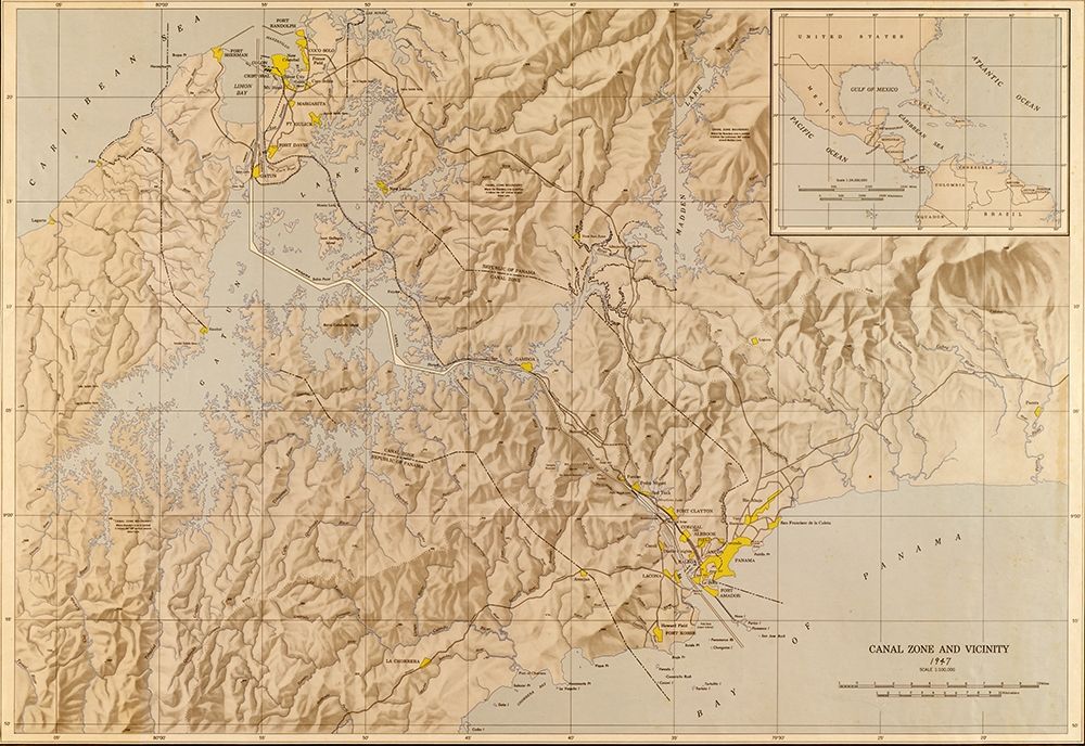 Panama Canal Zone 1947 art print by Vintage Maps for $57.95 CAD