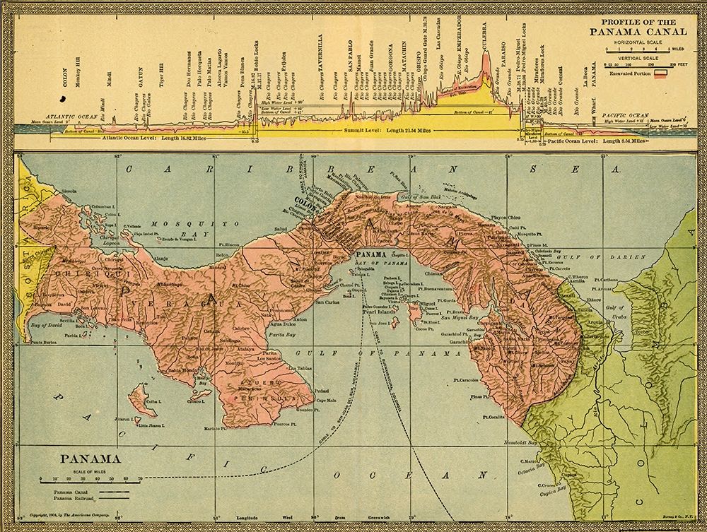 Panama Canal Zone 1904 art print by Vintage Maps for $57.95 CAD