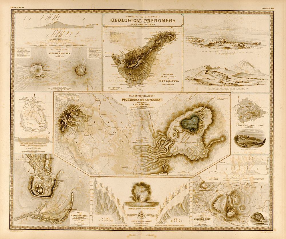 Geologic Phenomenon Volcanoes art print by Vintage Maps for $57.95 CAD