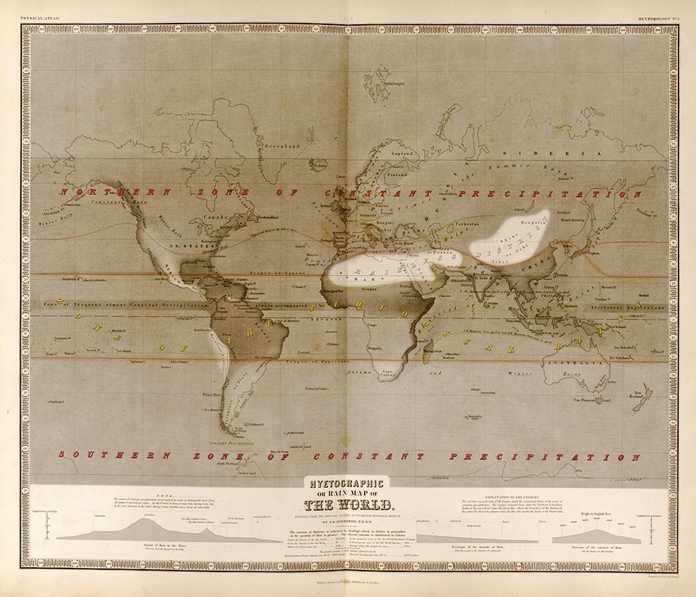 Hyetographic or Rain Map of the World art print by Vintage Maps for $57.95 CAD