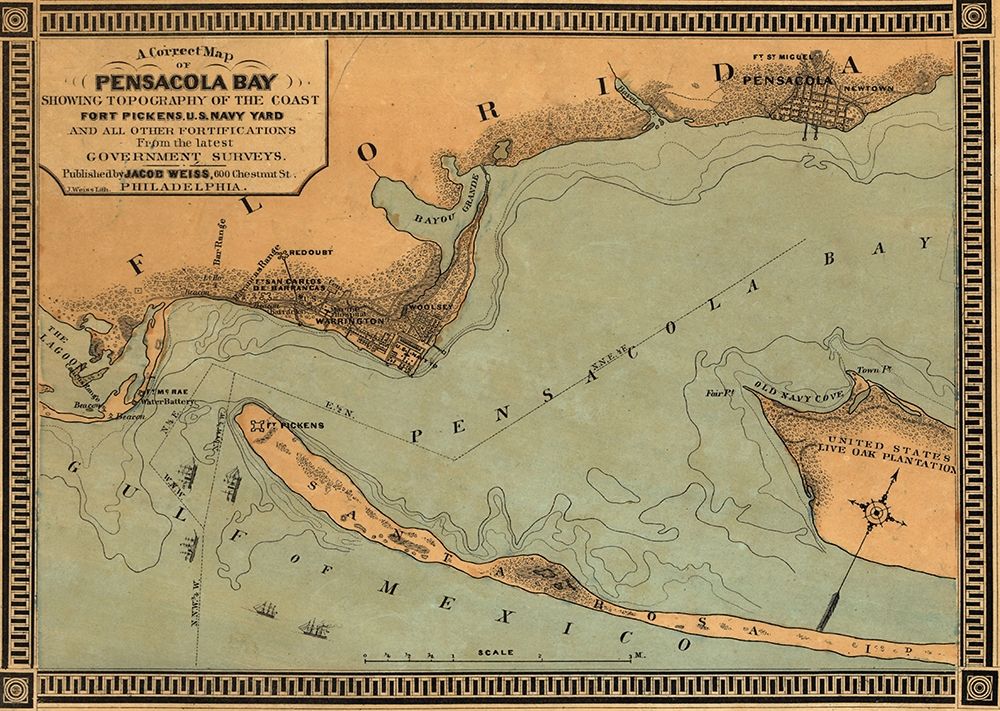 Pensacola Bay Florida art print by Vintage Maps for $57.95 CAD