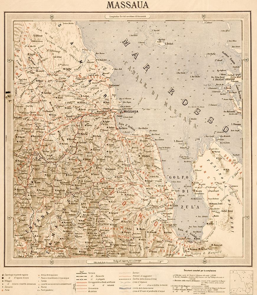 Massaua Ethiopia Eritrea 1896 art print by Vintage Maps for $57.95 CAD