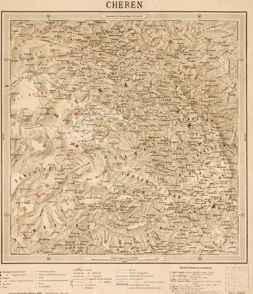 Cheren Eritrea Ethiopia art print by Vintage Maps for $57.95 CAD