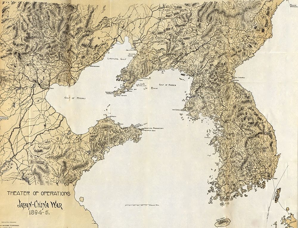 Theater of operations Japan China War 1894 art print by Vintage Maps for $57.95 CAD