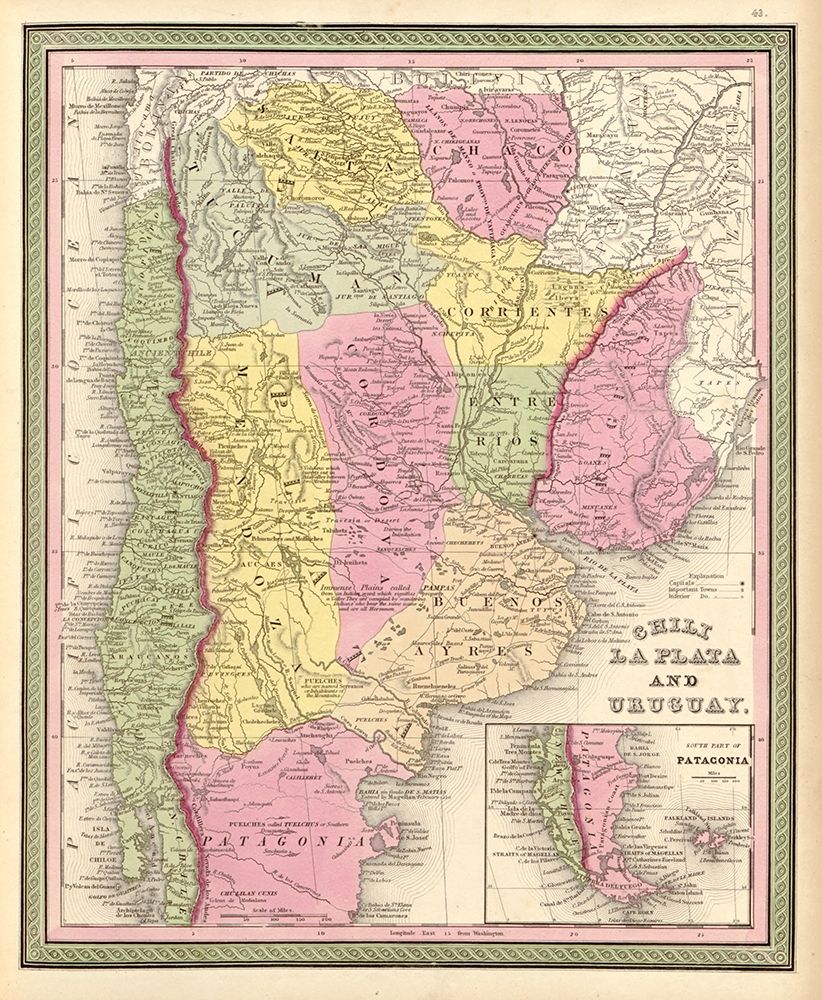 Chilie La Plata Uruguay 1849 art print by Vintage Maps for $57.95 CAD