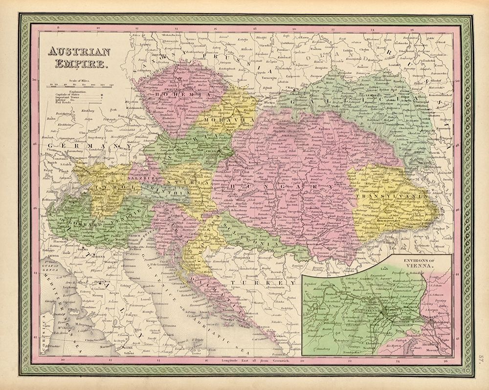 Austrian Empire 1849 art print by Vintage Maps for $57.95 CAD