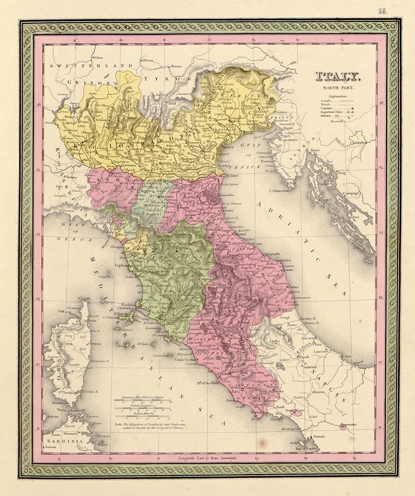 Italy 1849 art print by Vintage Maps for $57.95 CAD