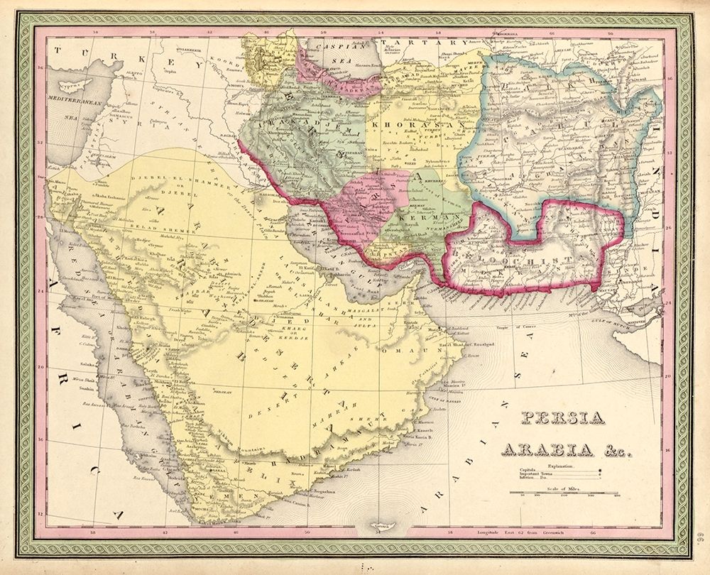 Persia and Arabia 1849 art print by Vintage Maps for $57.95 CAD