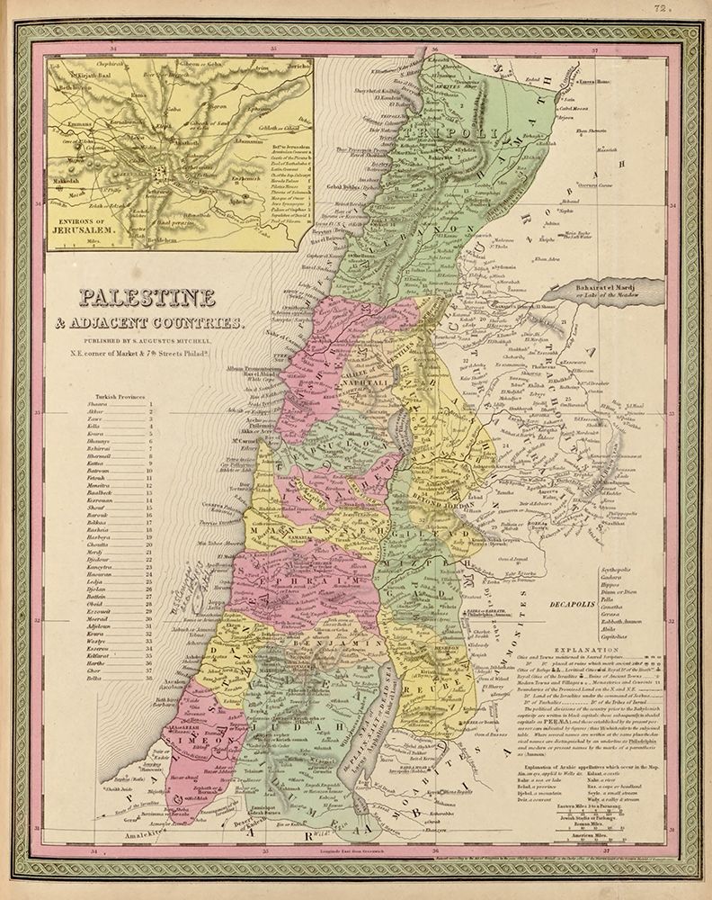 Palestine and Adjacent Countries 1849 art print by Vintage Maps for $57.95 CAD