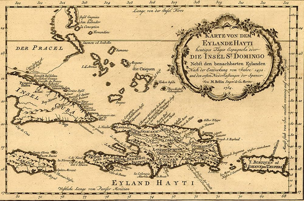 Haiti Santo Domingo and Hispaniola 1754 art print by Vintage Maps for $57.95 CAD