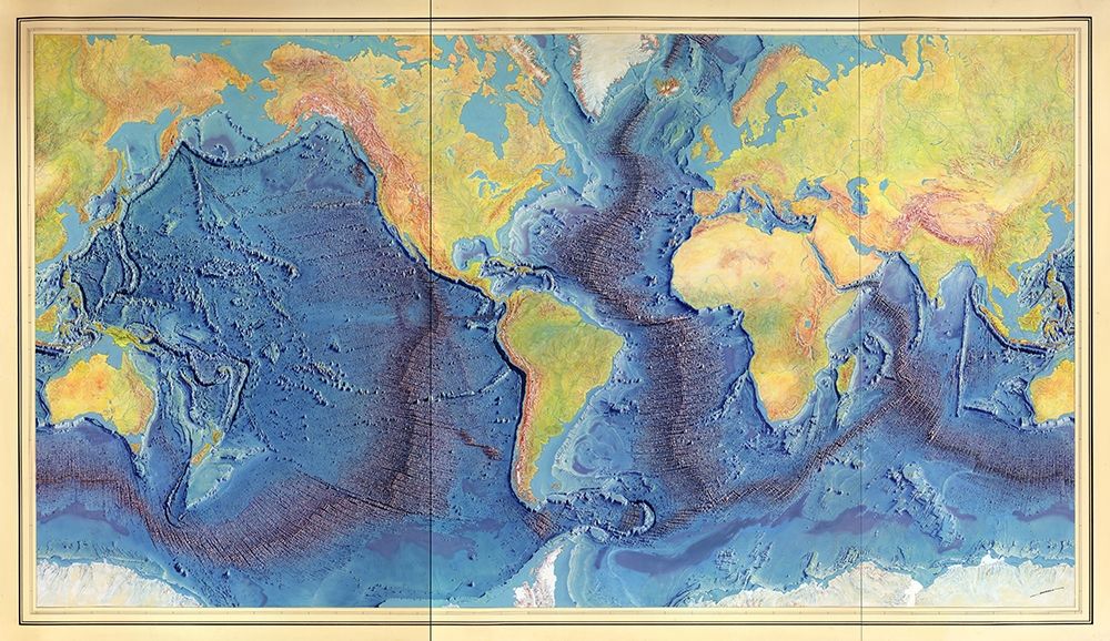 Relief map of the World Ocean Floor art print by Vintage Maps for $57.95 CAD