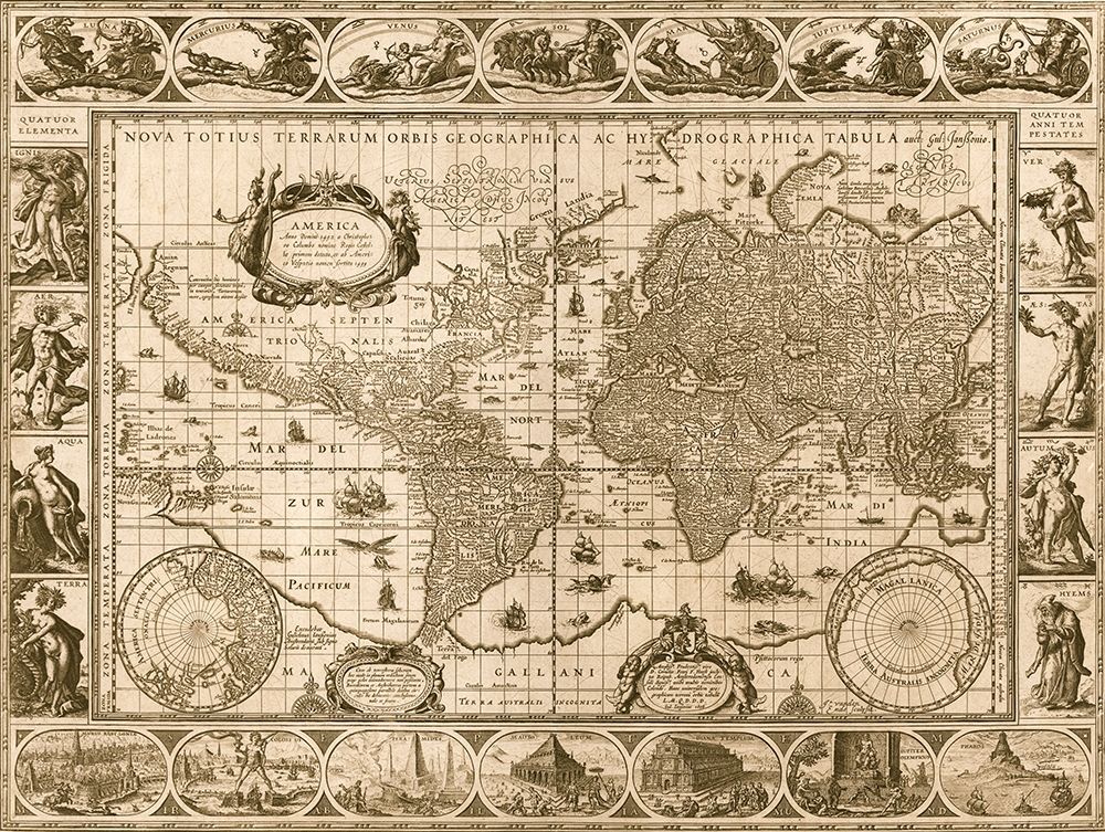 World Map 1606 art print by Vintage Maps for $57.95 CAD