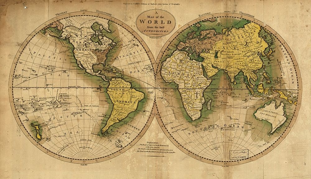 World Map 1795 art print by Vintage Maps for $57.95 CAD