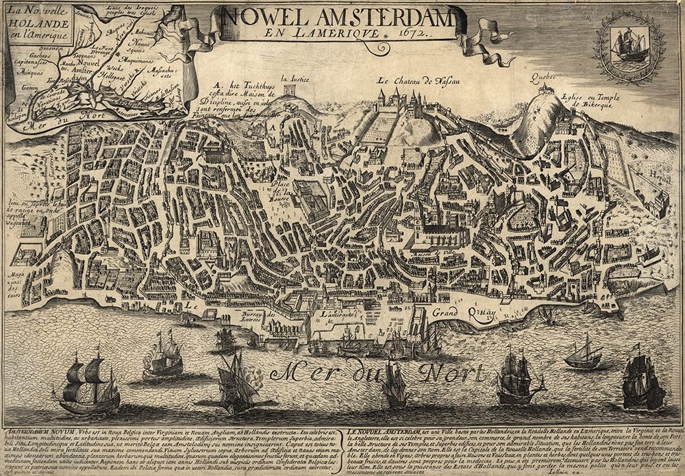New Amsterdam in the Americas 1672 art print by Vintage Maps for $57.95 CAD