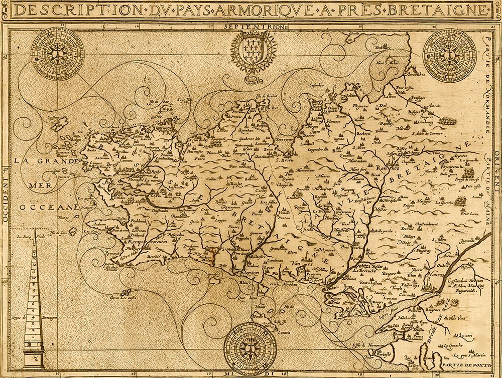 Bretaigne 1594 Brittany Coast art print by Vintage Maps for $57.95 CAD
