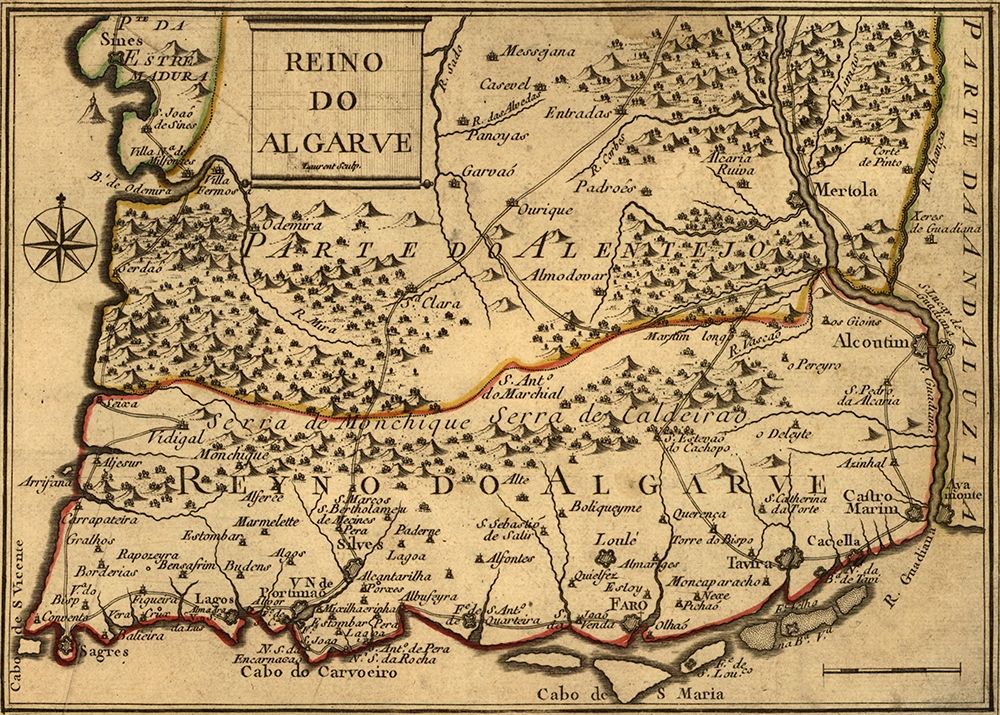 Portugal 1730 Reino del Algarve art print by Vintage Maps for $57.95 CAD