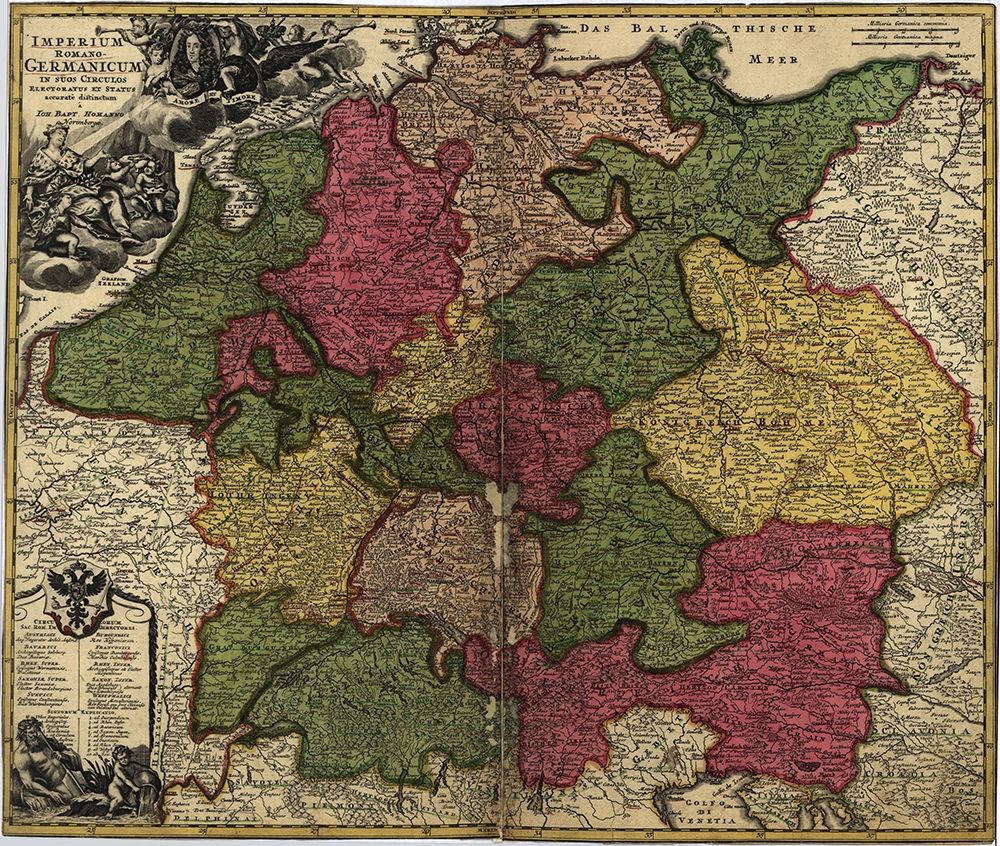 Imperial Roman Germany 1700 art print by Vintage Maps for $57.95 CAD