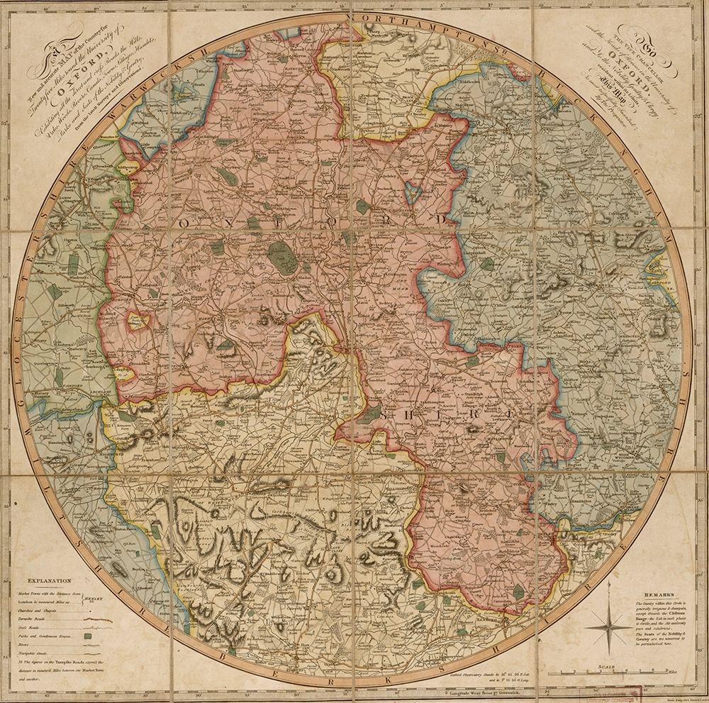 Oxford University Area Pocket Guide England 1805 art print by Vintage Maps for $57.95 CAD