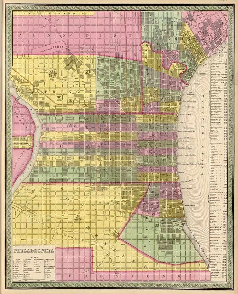 City of Philadelphia 1849 art print by Vintage Maps for $57.95 CAD