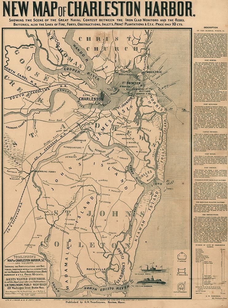 Charleston Harbor Battle of the Iron Clads art print by Vintage Maps for $57.95 CAD