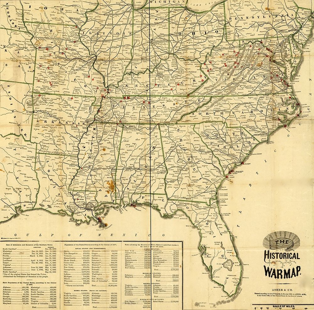 Historical War Map 1862 art print by Vintage Maps for $57.95 CAD