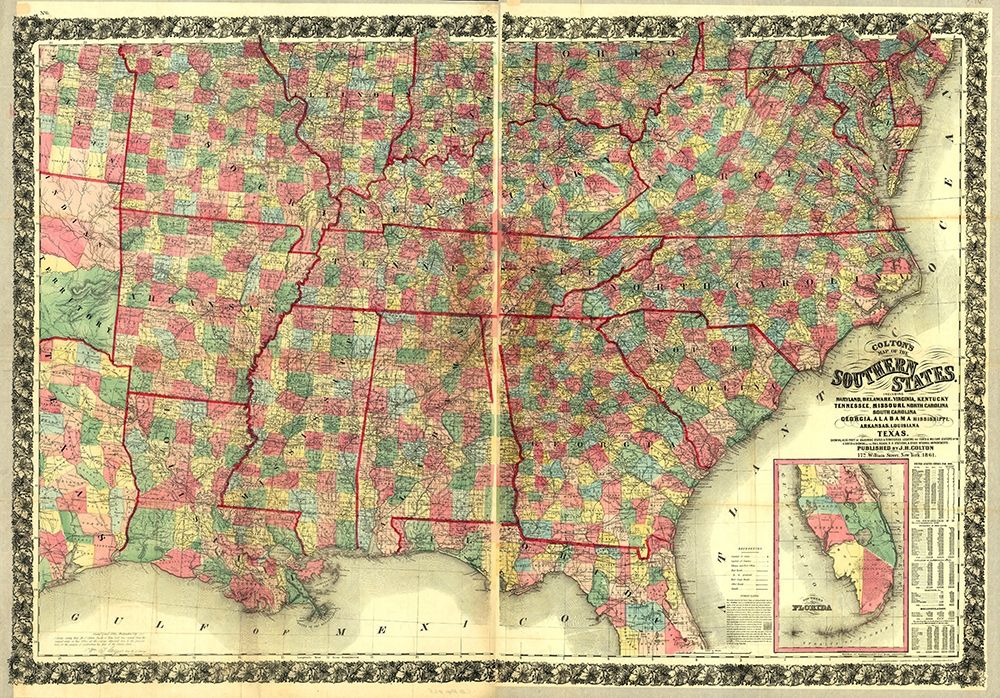 Southern States art print by Vintage Maps for $57.95 CAD